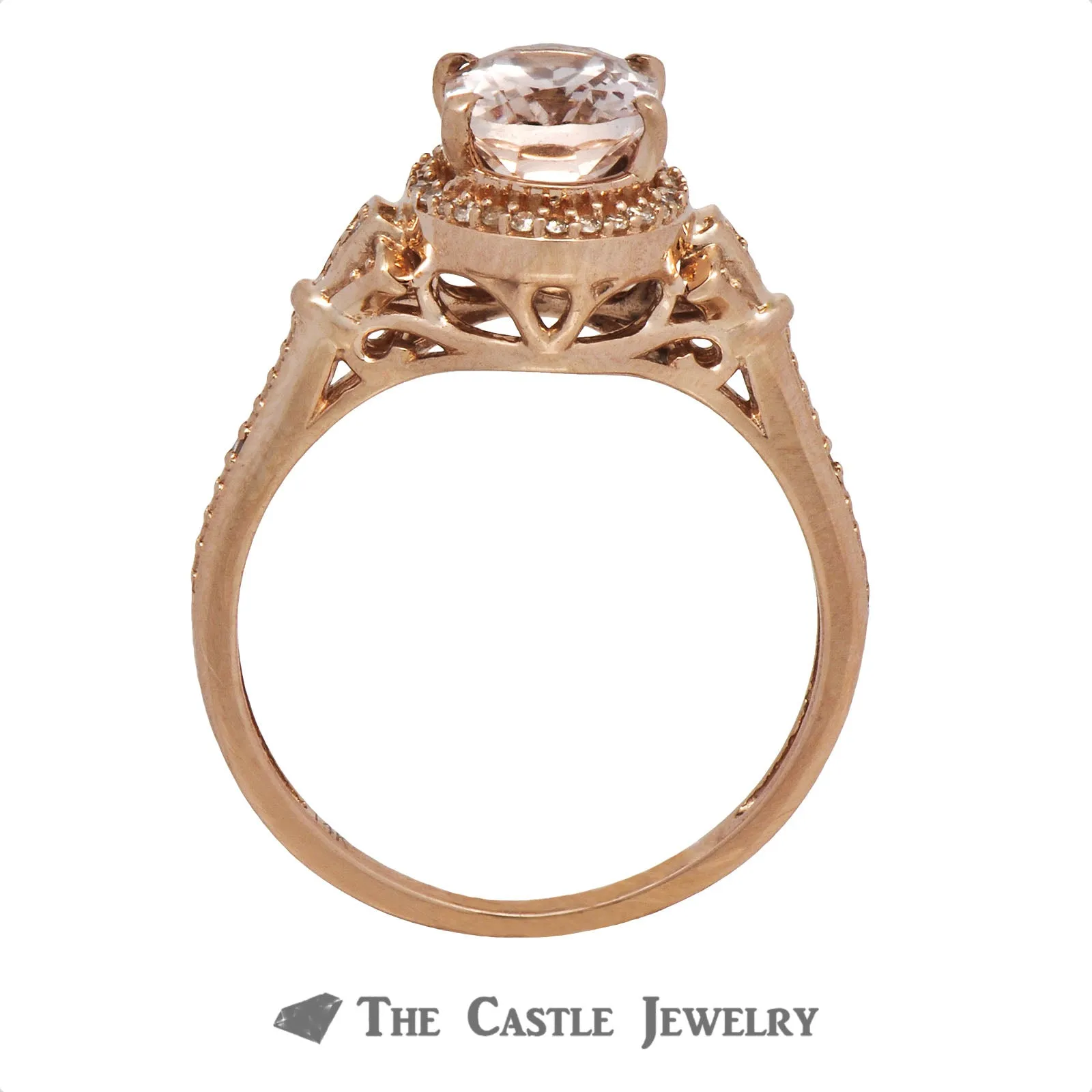 Oval Morganite Ring with Diamond Accents in 10K Rose Gold