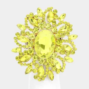 Oval Yellow Crystal Cluster Gold Stretch Ring