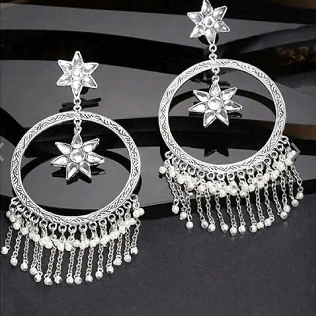 Pack of 2 Lord Ganesha Stud and Moon Star Chandelier Earrings