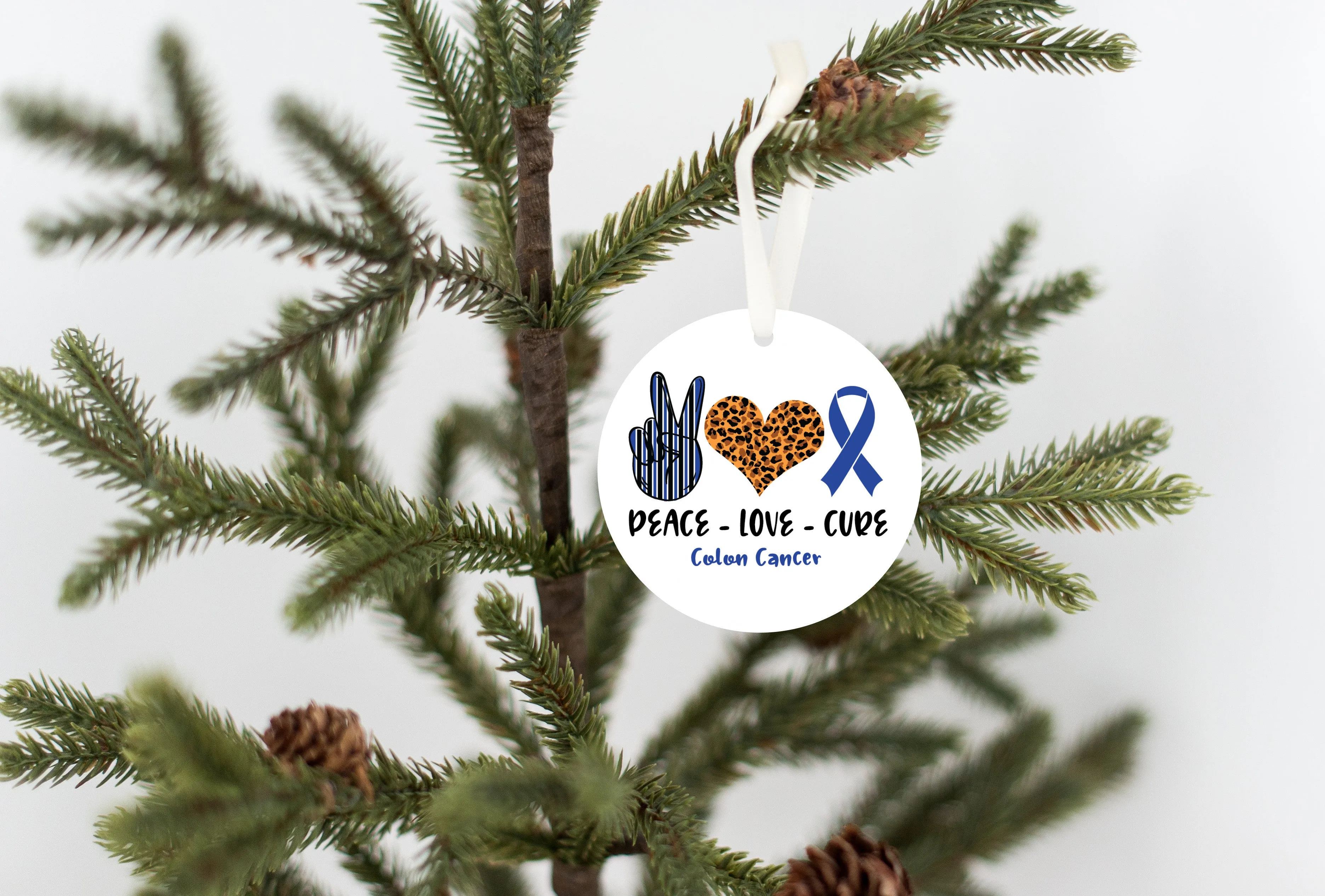 Peace Love Cure - Colon Cancer Ornament
