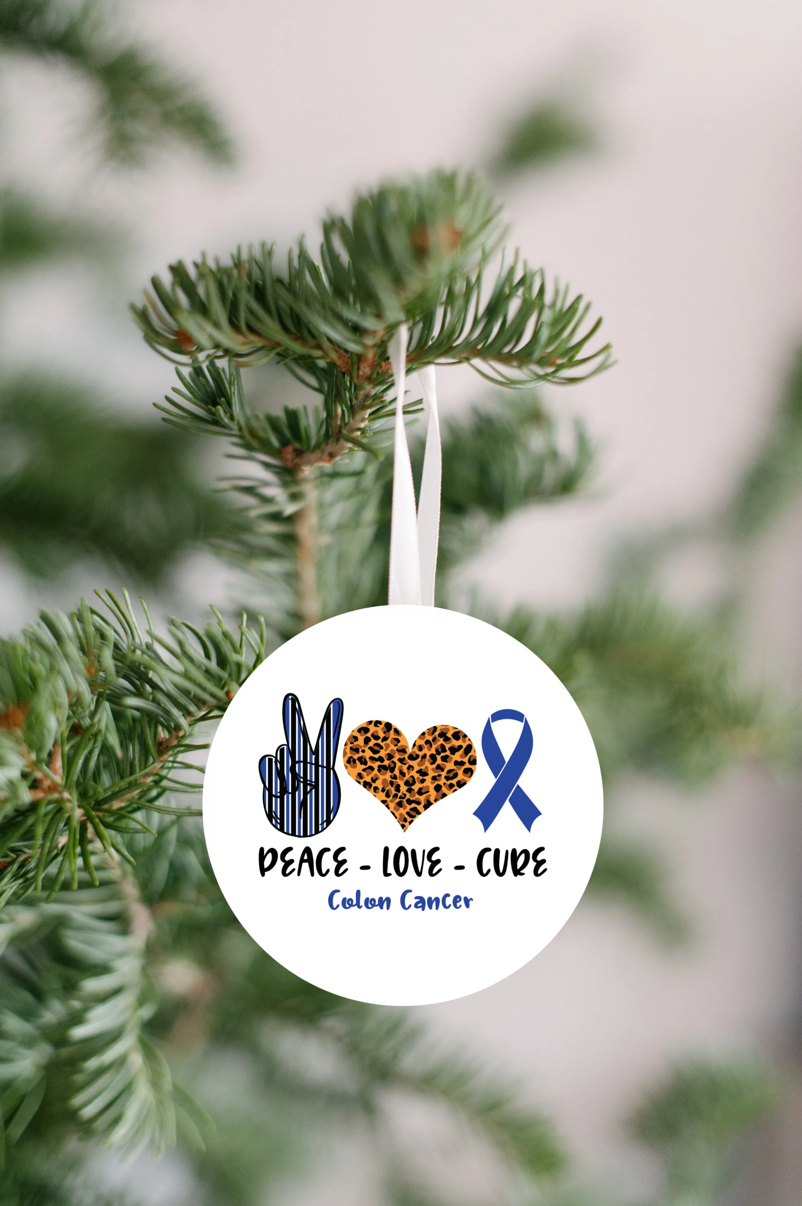 Peace Love Cure - Colon Cancer Ornament