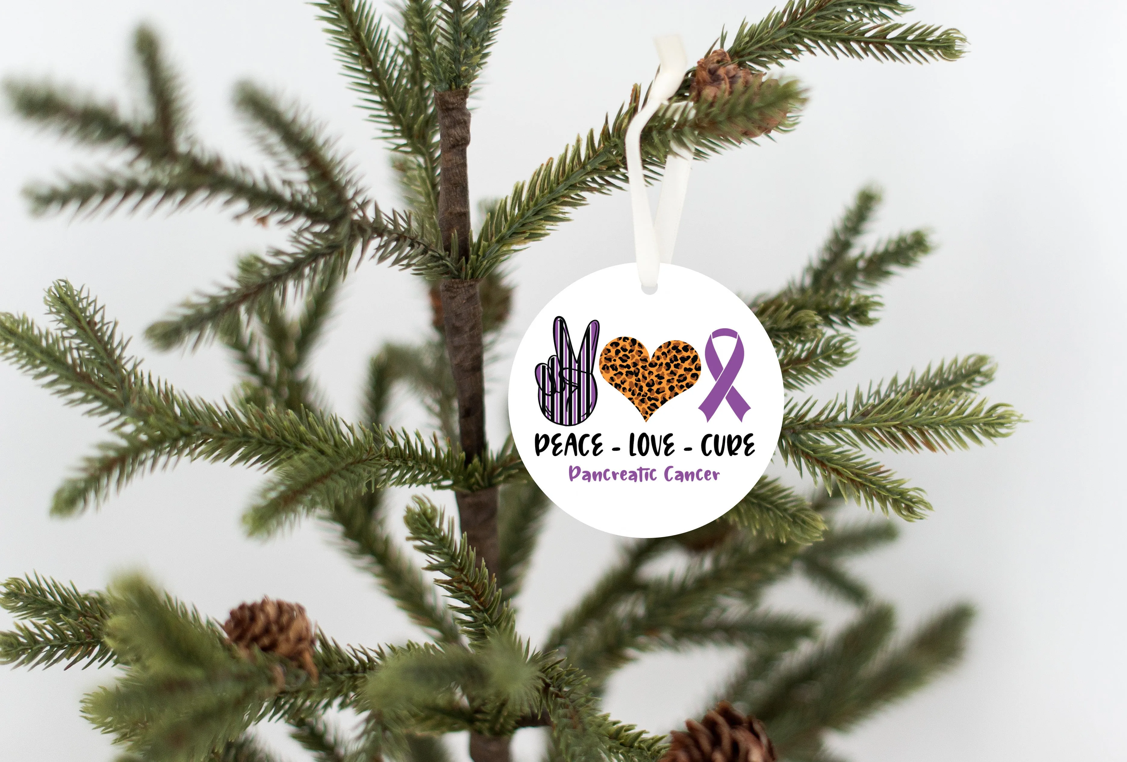 Peace Love Cure - Pancreatic Cancer Ornament
