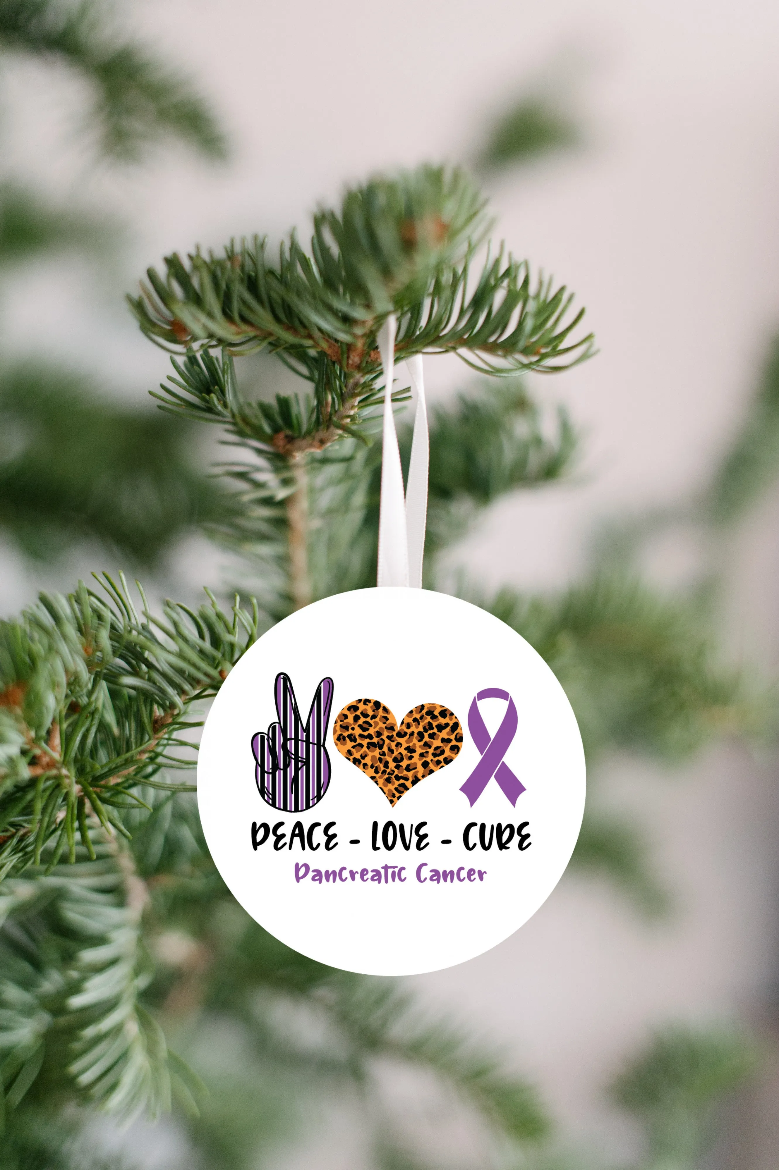 Peace Love Cure - Pancreatic Cancer Ornament