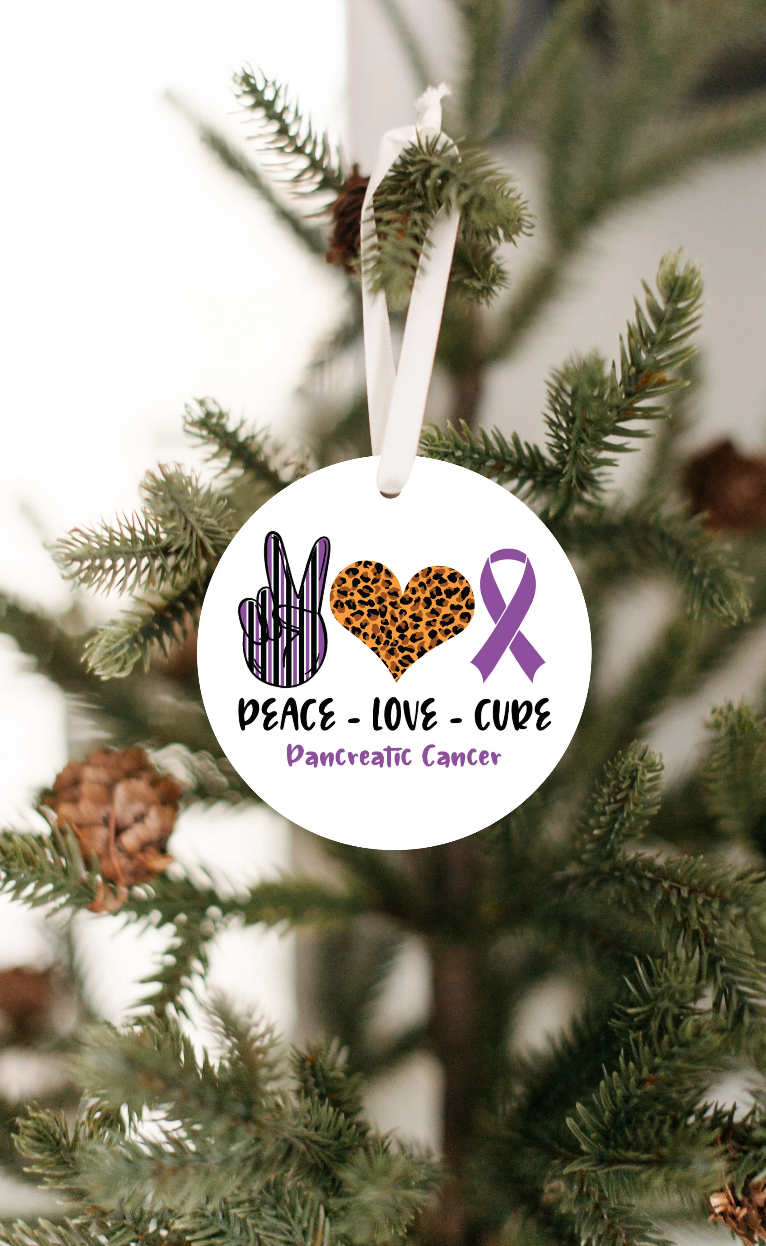 Peace Love Cure - Pancreatic Cancer Ornament