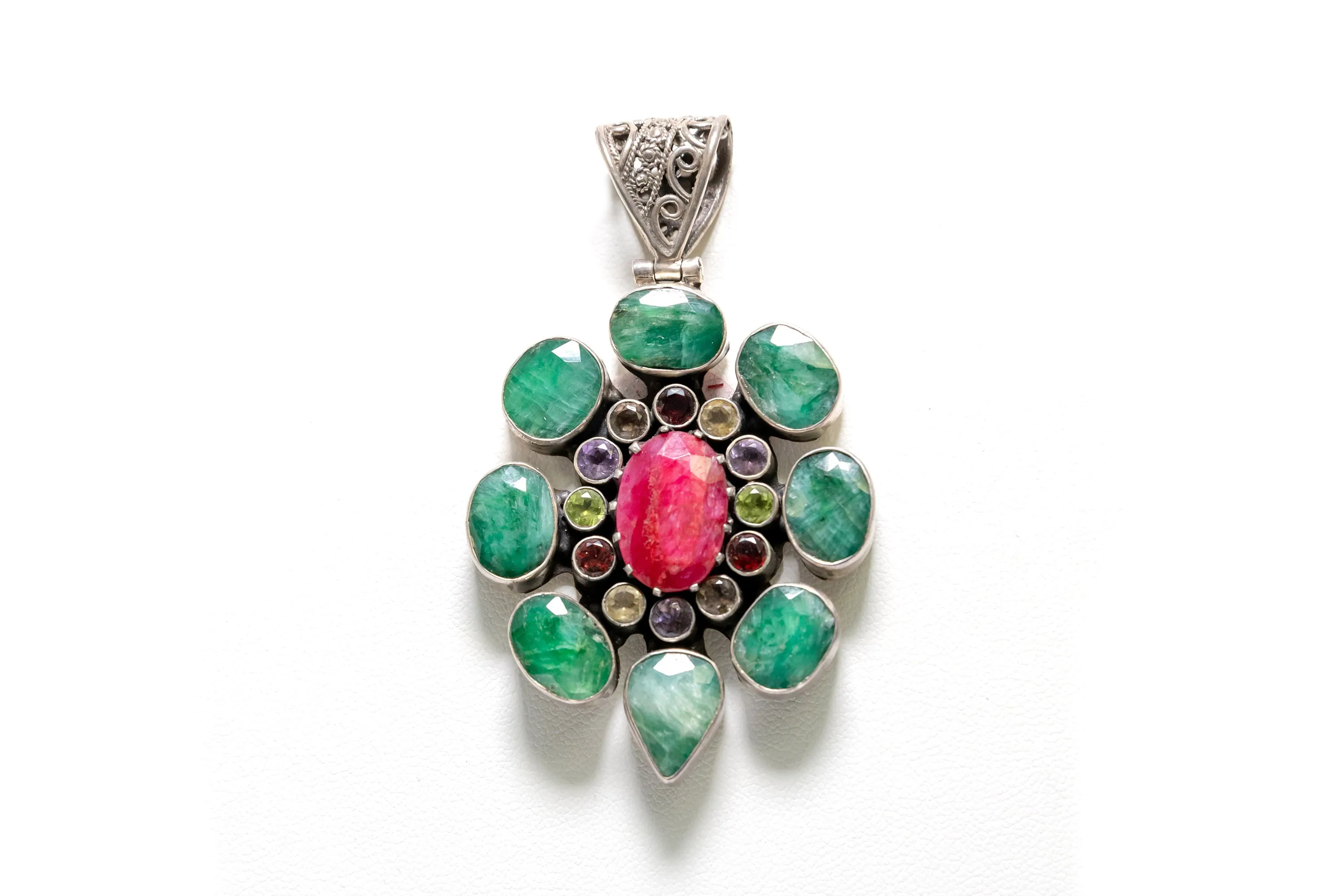 Pendant with Blue Stones Set in Silver