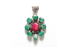 Pendant with Blue Stones Set in Silver