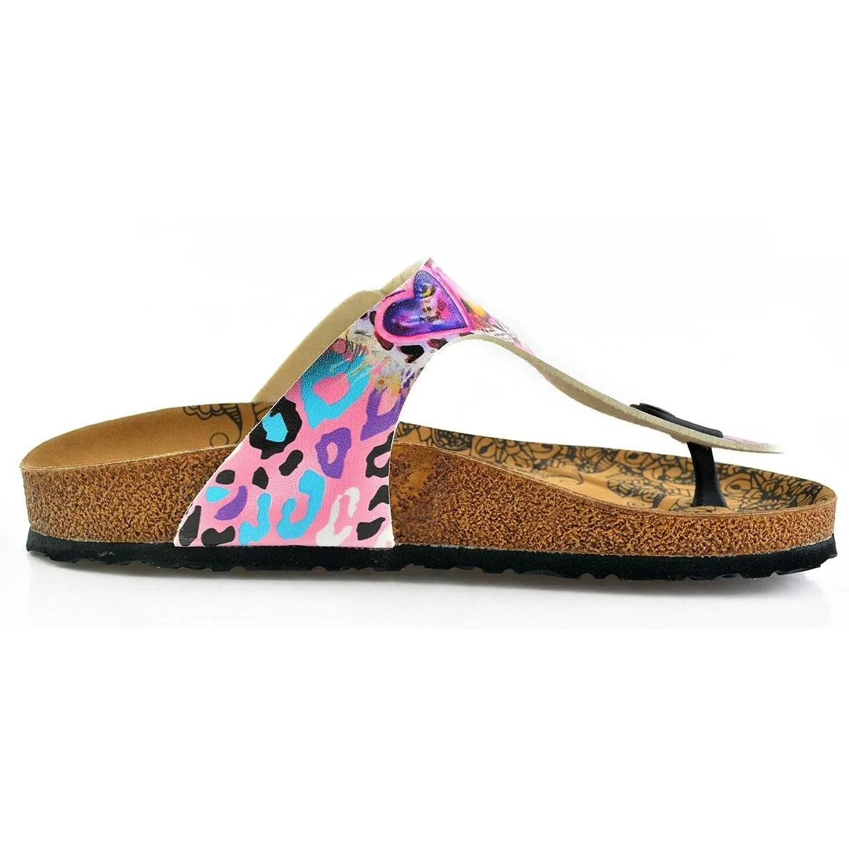 Pink and Purple Colored Leopard Patterned Sandal - CAL513