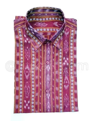 Pink Color Sambalpuri Handloom Cotton Half Shirt