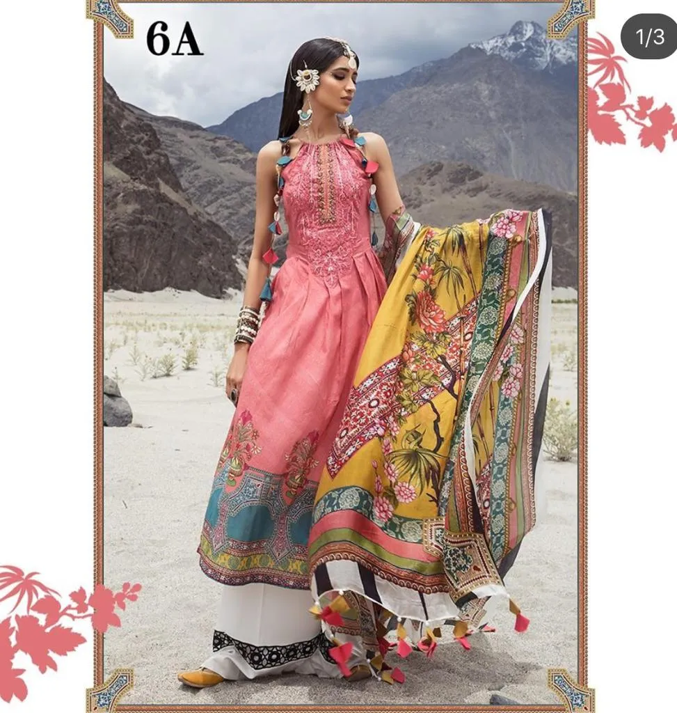 Pink Embroidered Lawn Salwar Kameez-Suit- Maria B. M.Prints 2019