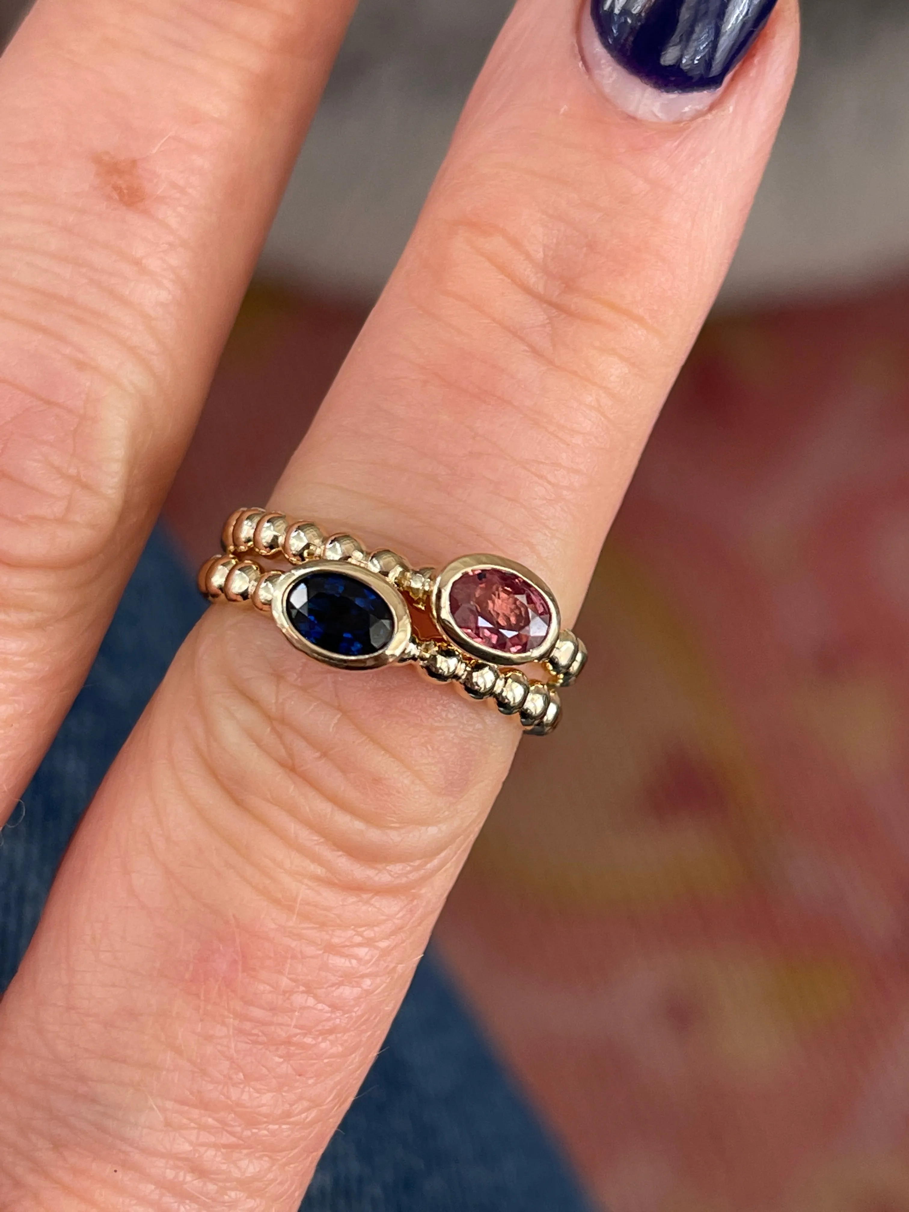 Pink Tourmaline Beaded Stacking Ring