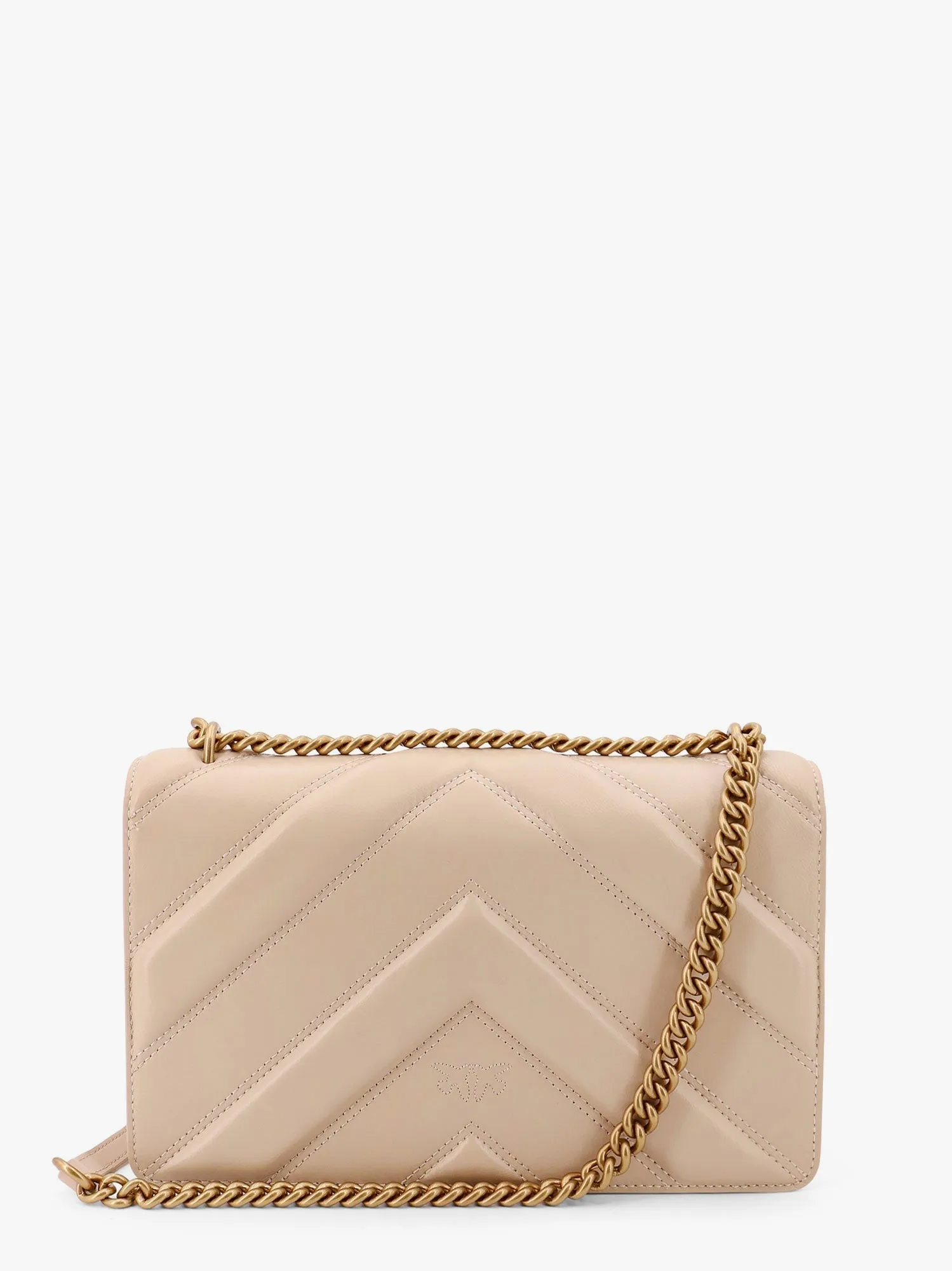 Pinko Love One Classic Matelass�� Leather Shoulder Bag With Love Birds Buckle