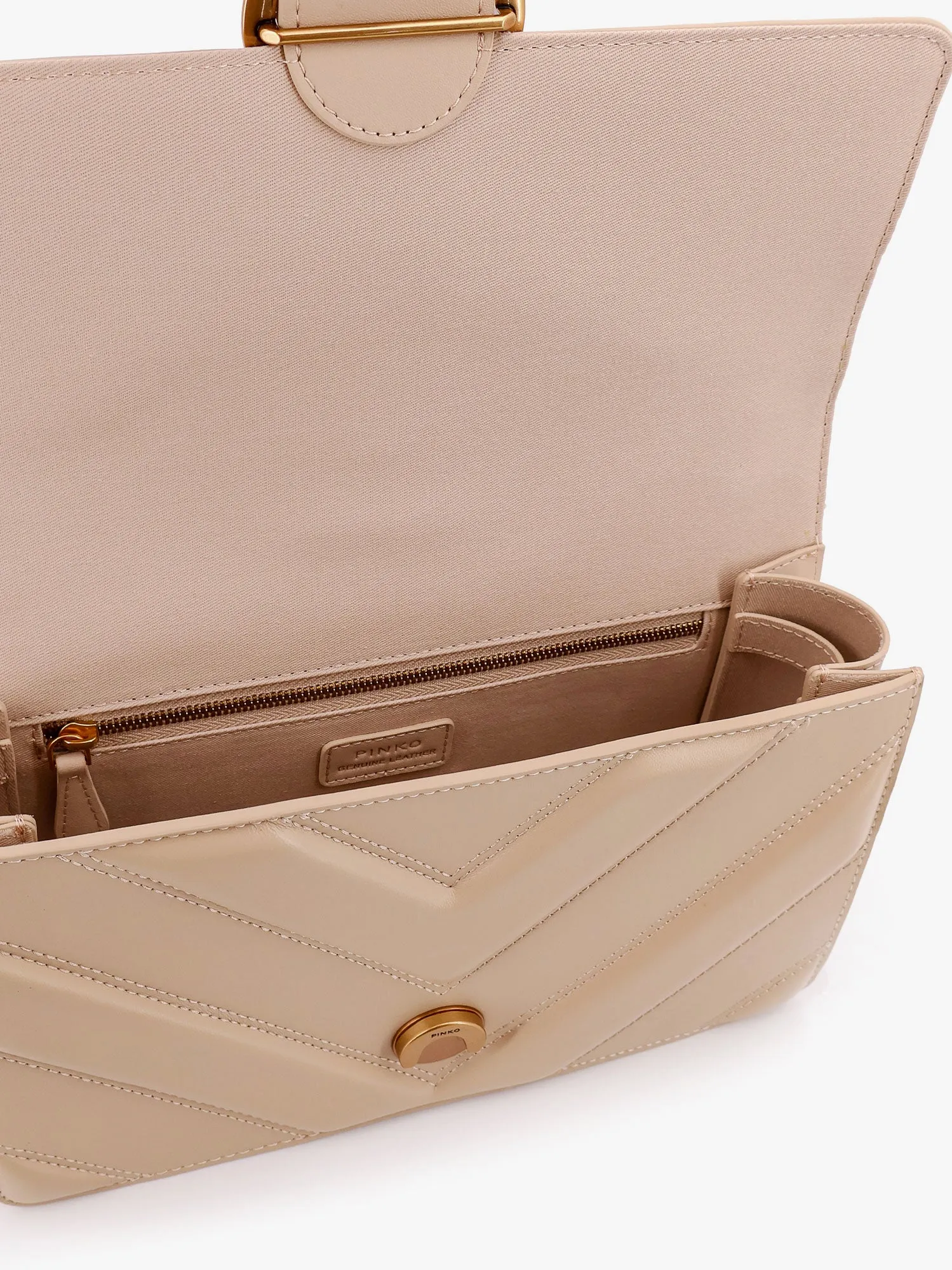 Pinko Love One Classic Matelass�� Leather Shoulder Bag With Love Birds Buckle