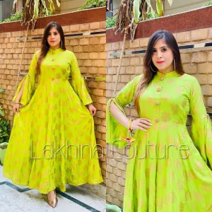 Pista Green Anarkali