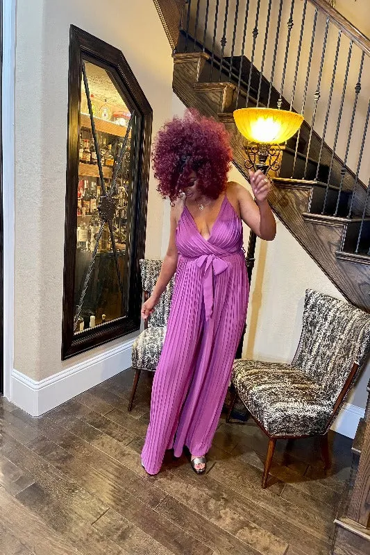 #PLEATED SKINNY STRAP WOVEN JUMPSUIT