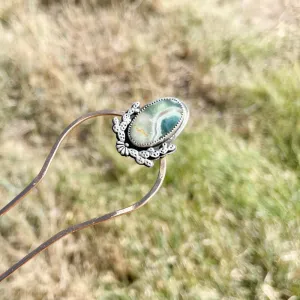 Prickly Pear Ocean Jasper Hairpin #1