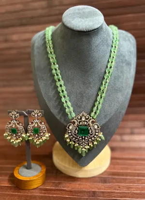 Pure 925 Silver Victorian Moissanite Necklace and Earrings