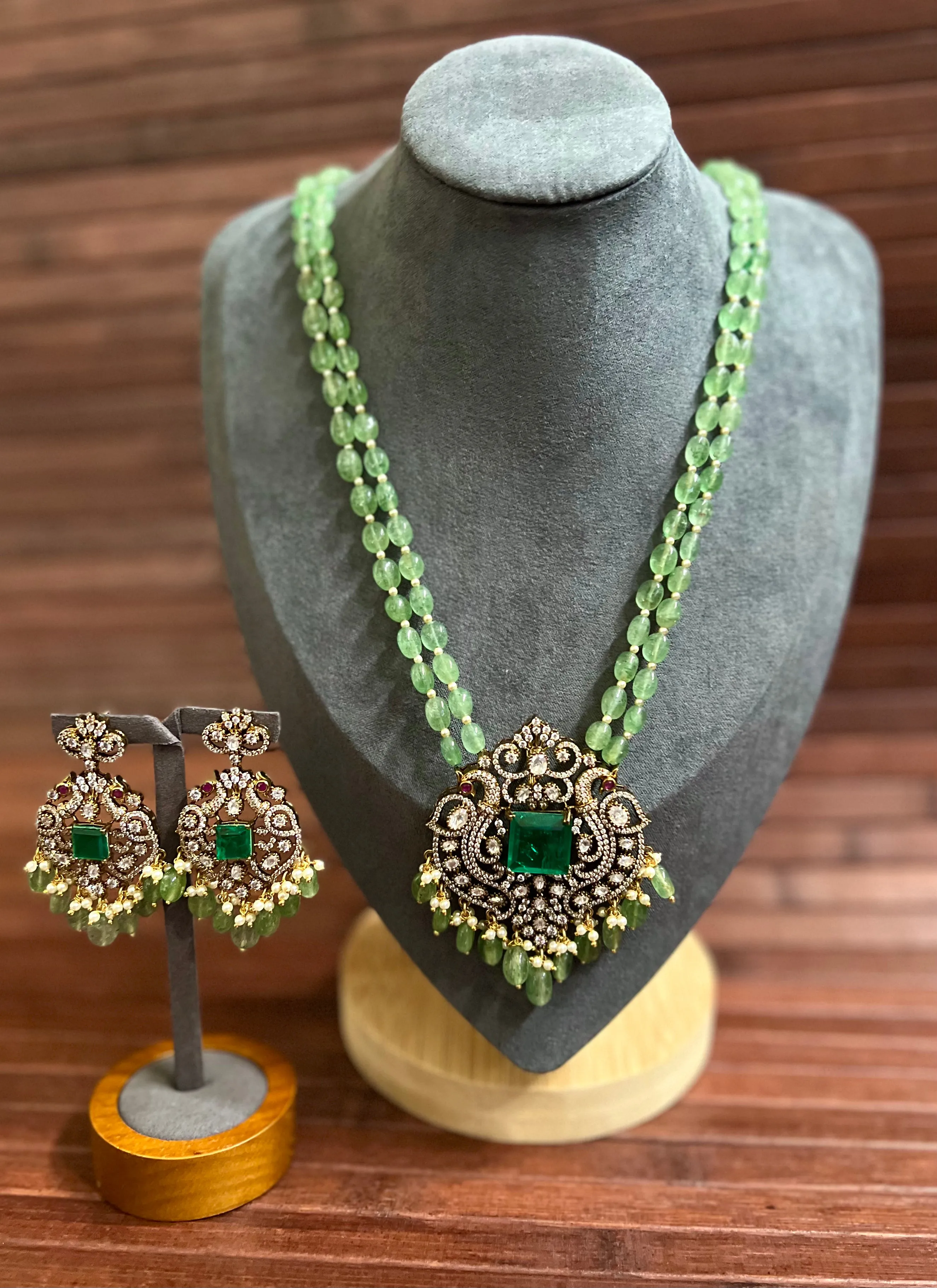 Pure 925 Silver Victorian Moissanite Necklace and Earrings