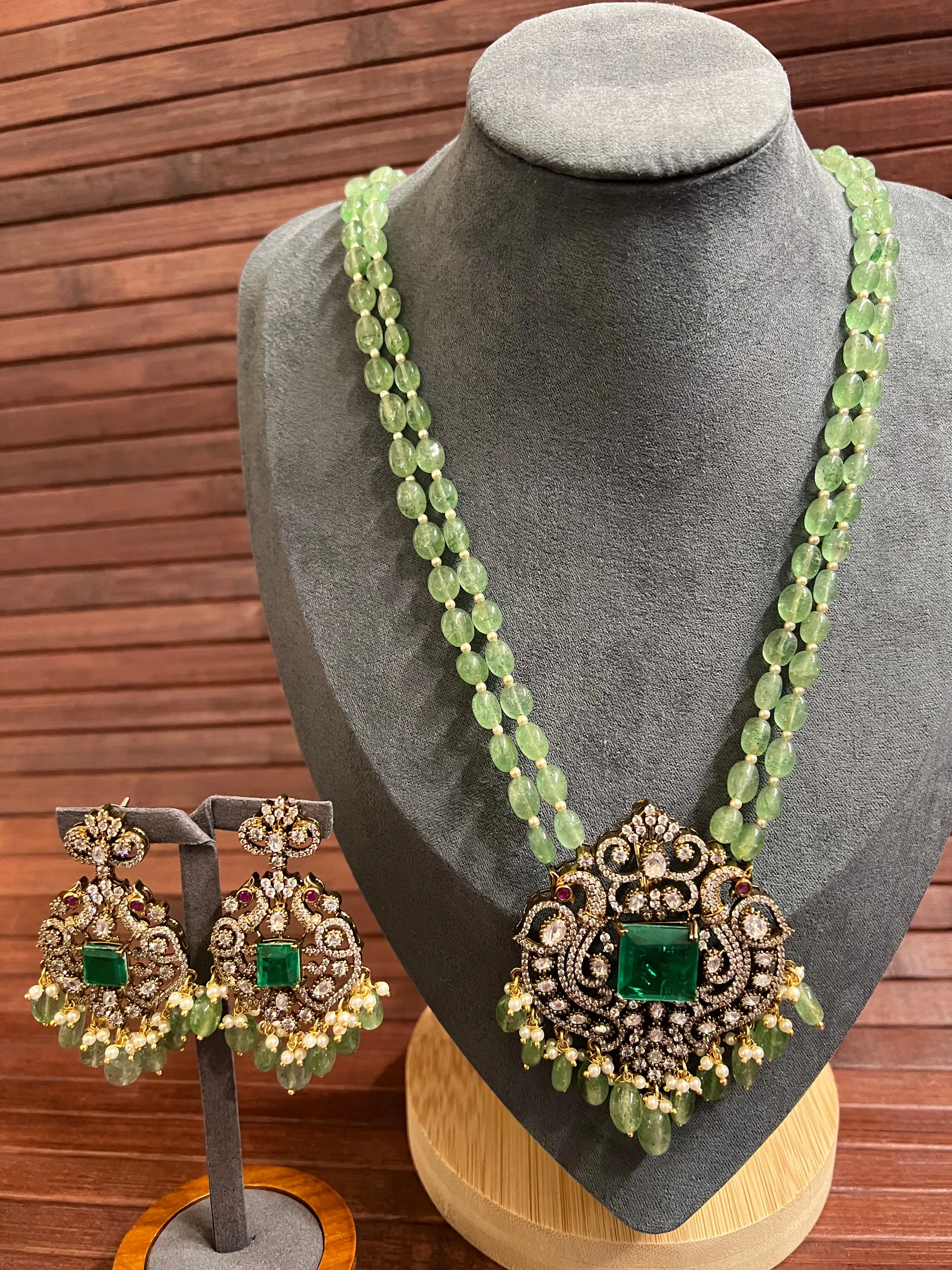 Pure 925 Silver Victorian Moissanite Necklace and Earrings