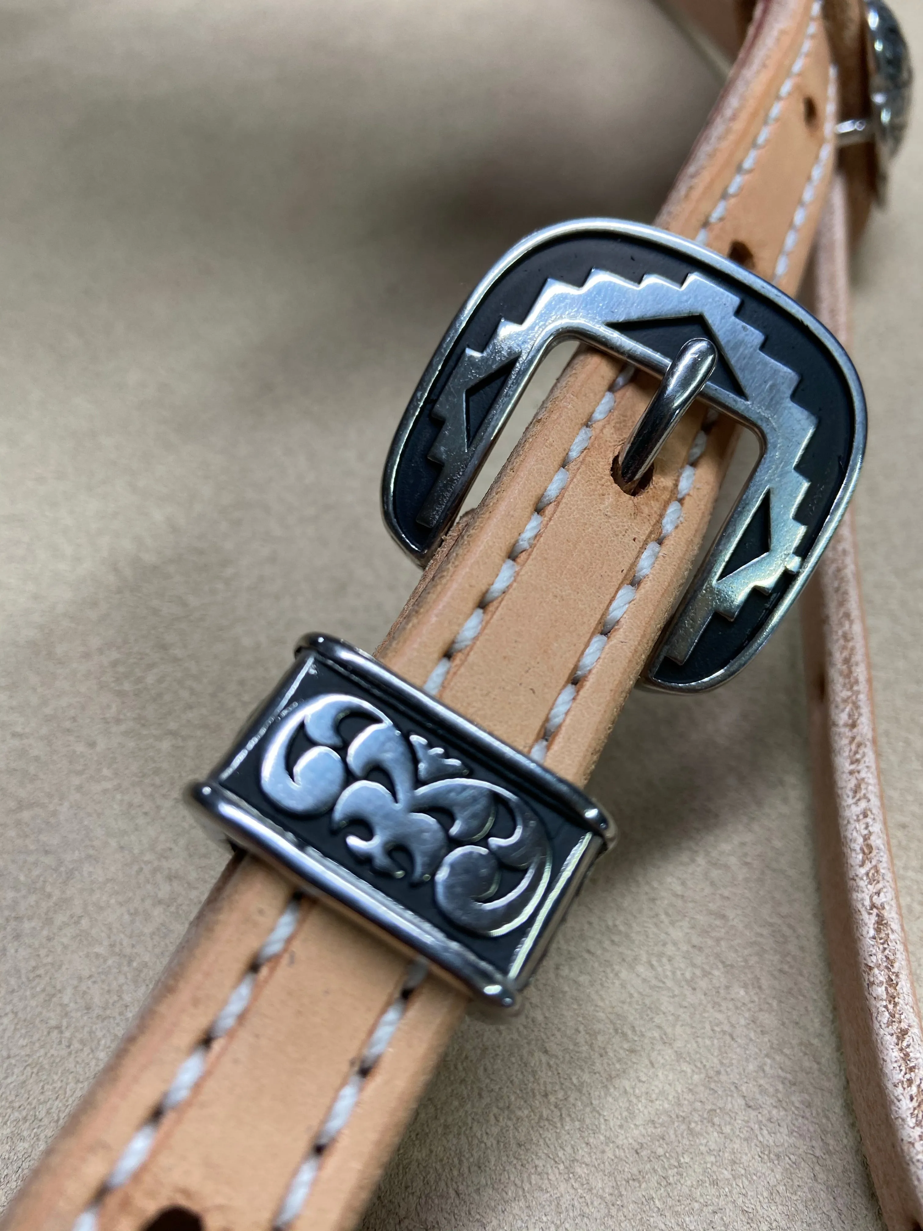 Purple Brow Band Headstall with Beaded Design