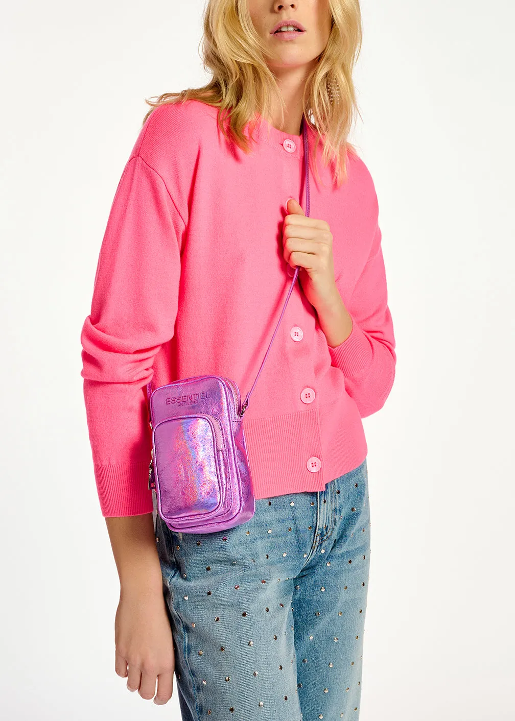 Purple metallic mini shoulder bag