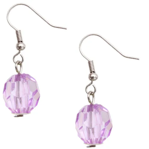 Purple Open Circle Faux Marble Beaded Necklace Set