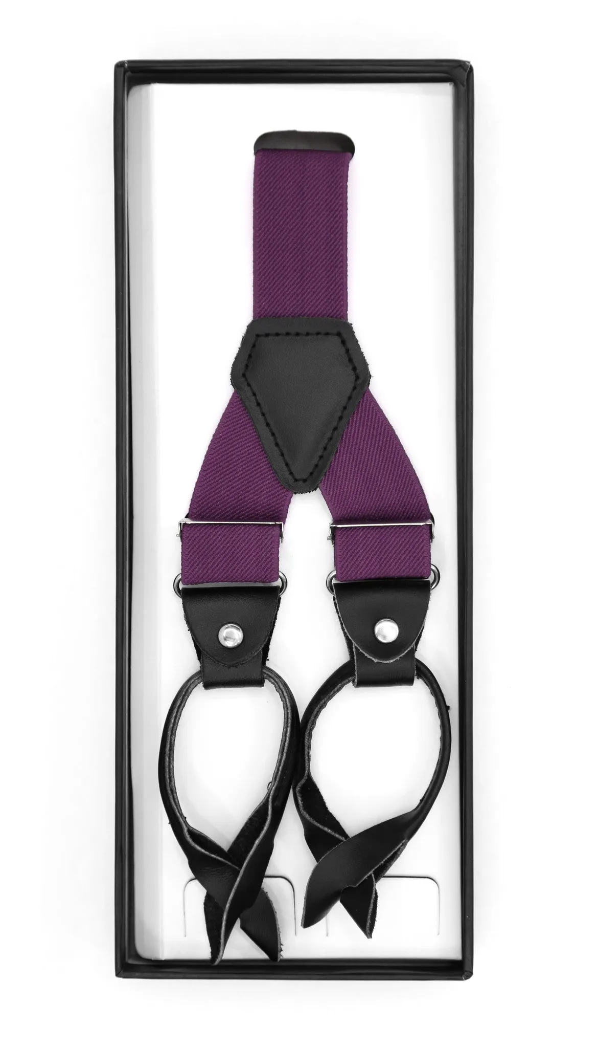 Purple Unisex Button End Suspenders