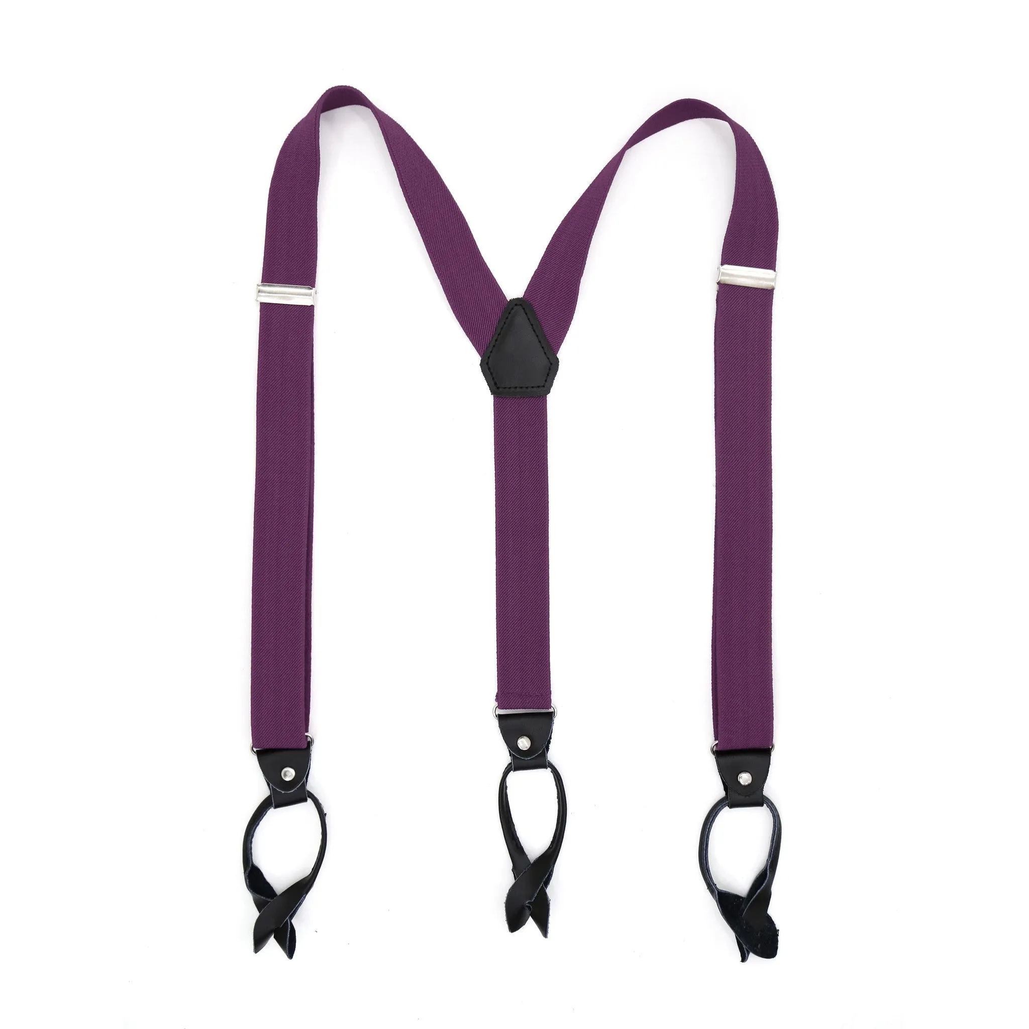Purple Unisex Button End Suspenders