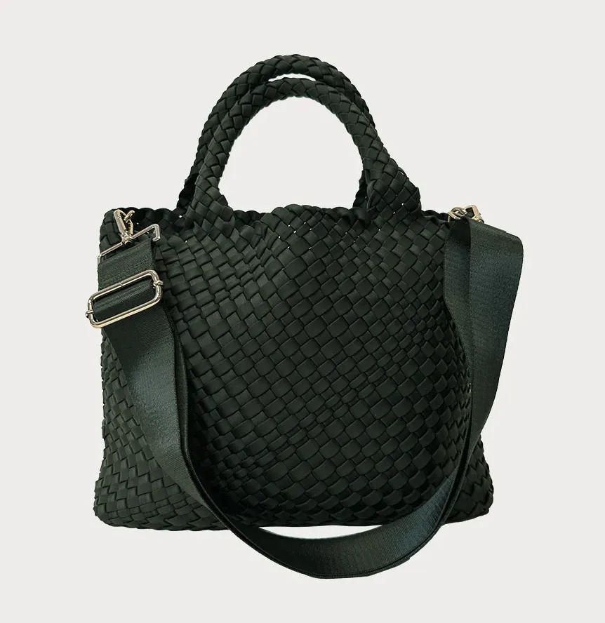 Purse - Lily Woven Tote with Pouch in Army