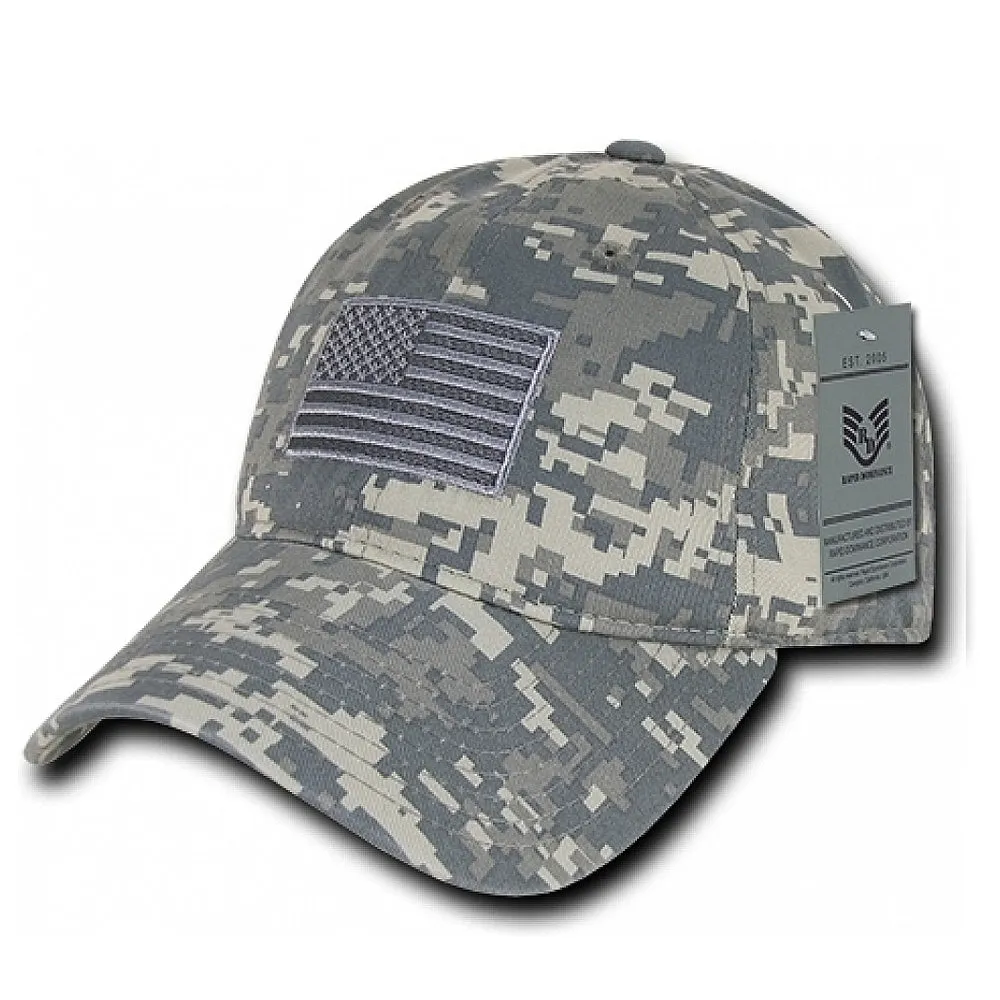RapDom USA American Flag Hat Tonal ACU Camo Patch Relaxed Polo Style Baseball Cap