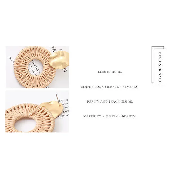 Rattan Dangle Metal Earrings
