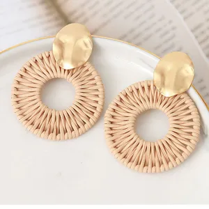 Rattan Dangle Metal Earrings