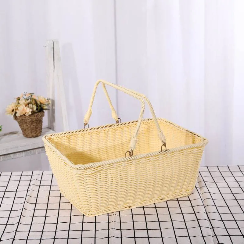 Rattan-like Wicker Straw Woven Bag Shopping Basket