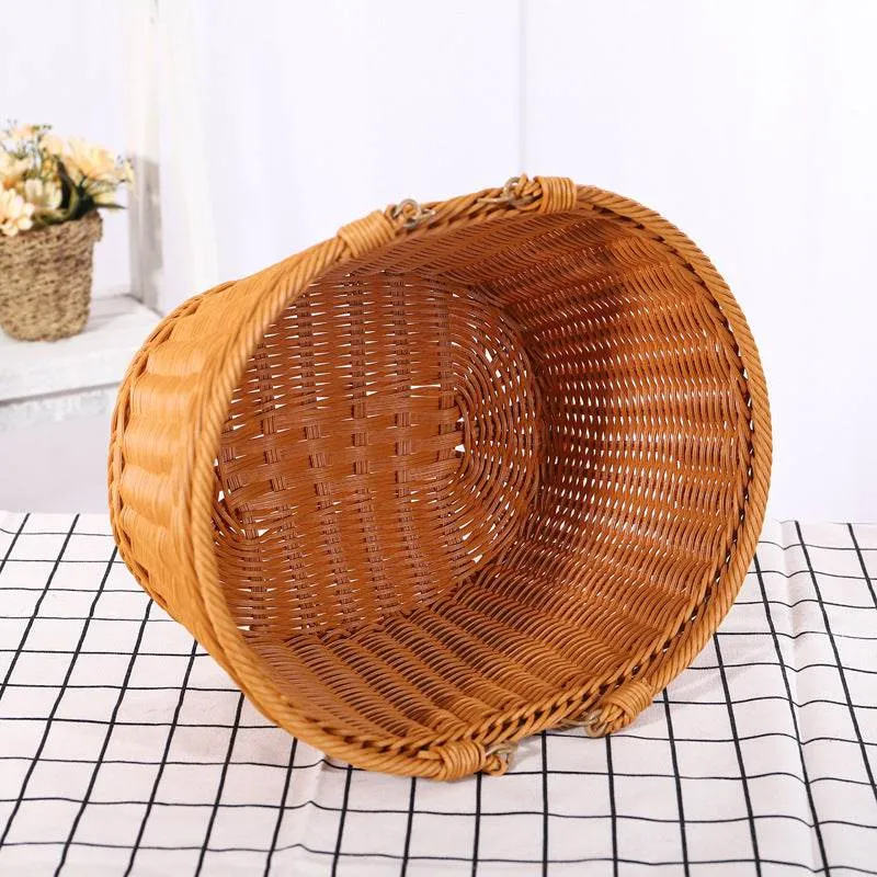 Rattan-like Wicker Straw Woven Bag Shopping Basket