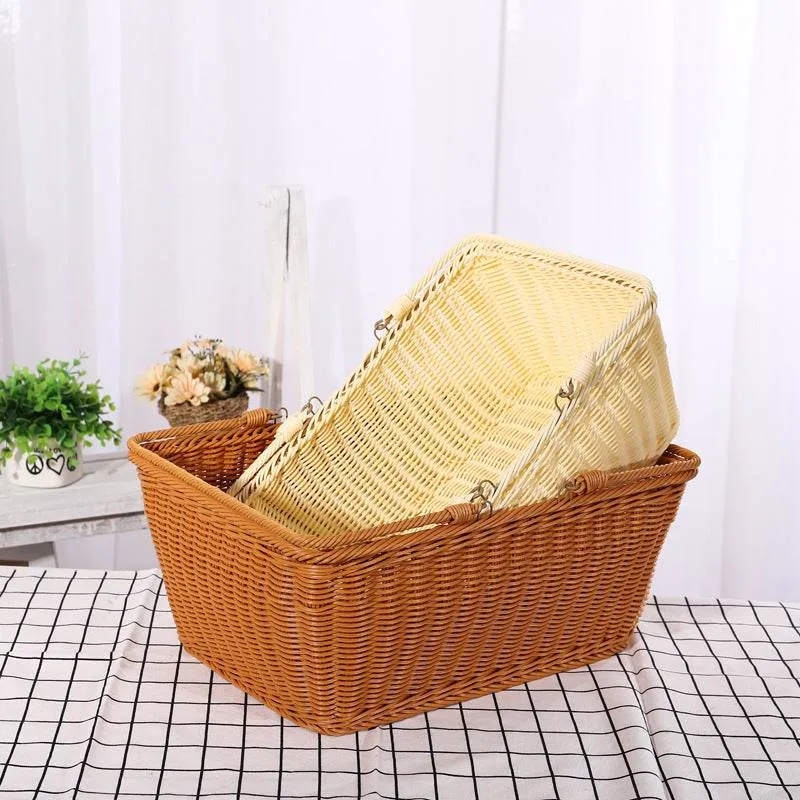 Rattan-like Wicker Straw Woven Bag Shopping Basket