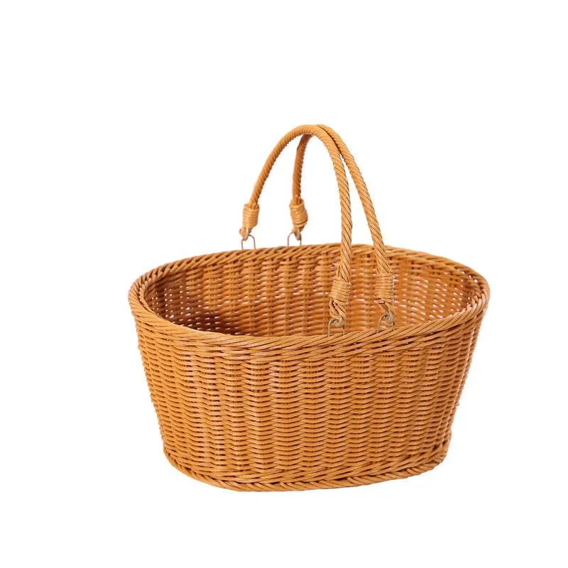 Rattan-like Wicker Straw Woven Bag Shopping Basket
