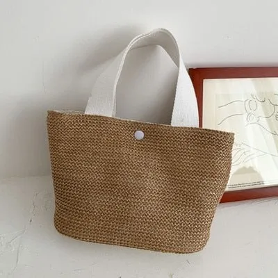 Realaiot Capacity Straw Bags Women Handmade Woven Basket Summer Bohemian Beach Bags Luxury Brand Canvas Lady Handbags