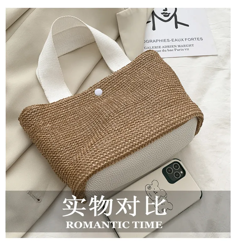 Realaiot Capacity Straw Bags Women Handmade Woven Basket Summer Bohemian Beach Bags Luxury Brand Canvas Lady Handbags