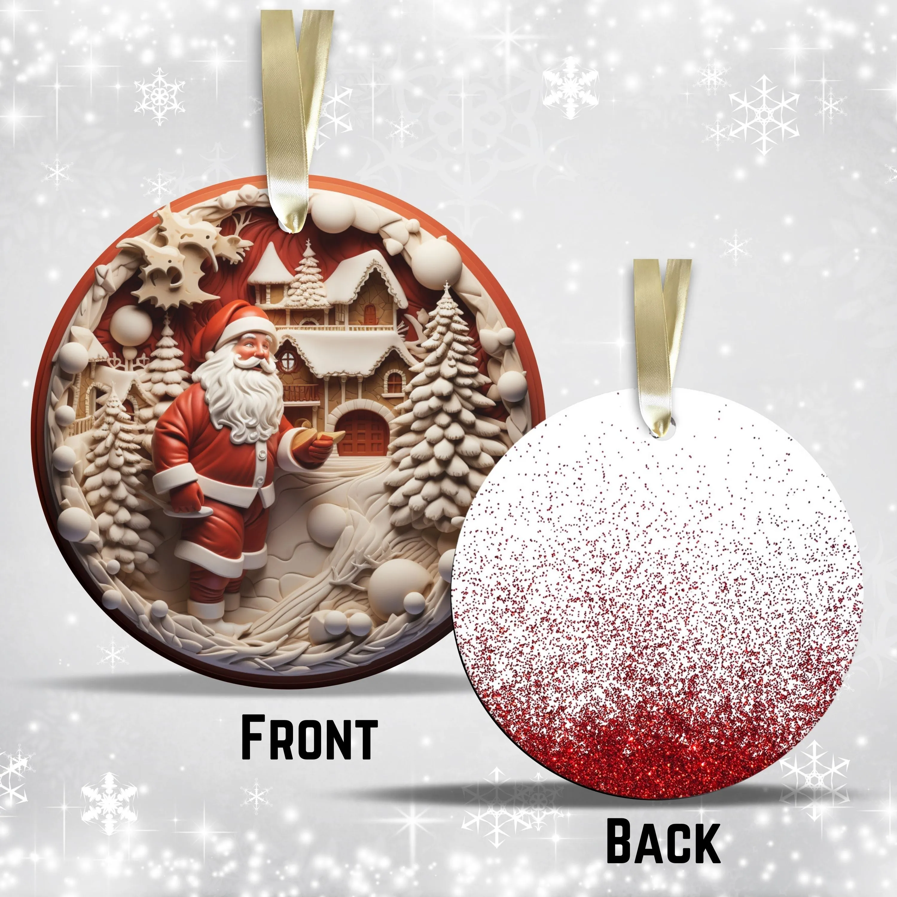 Red 3D Santa Christmas Ceramic Ornament 01-16