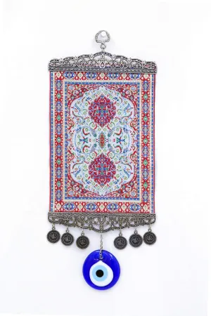 Red & Blue Turkish Evil Eye Wall Rug