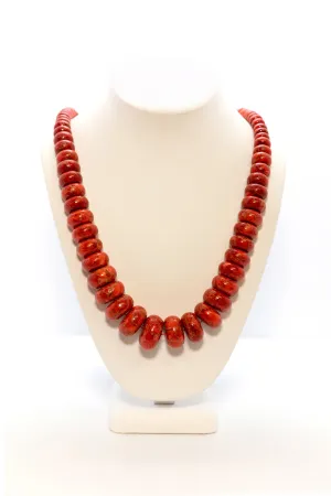 Red Coral Bead Stone Necklace