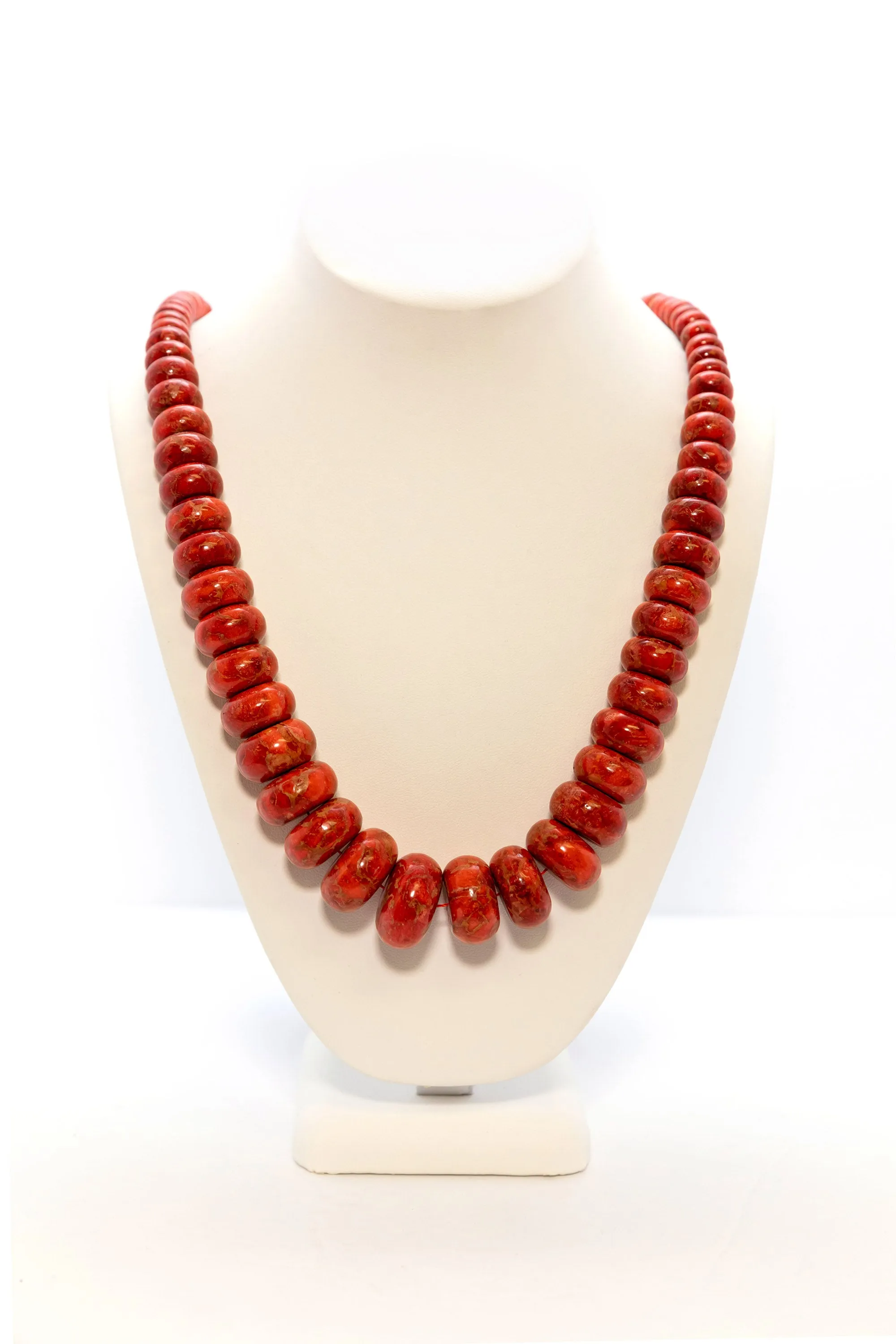 Red Coral Bead Stone Necklace