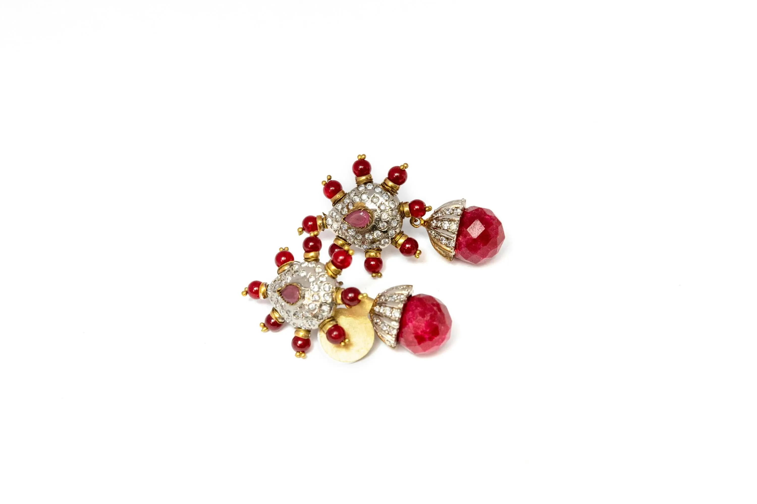 Red Dangle Earrings With Opal Stone