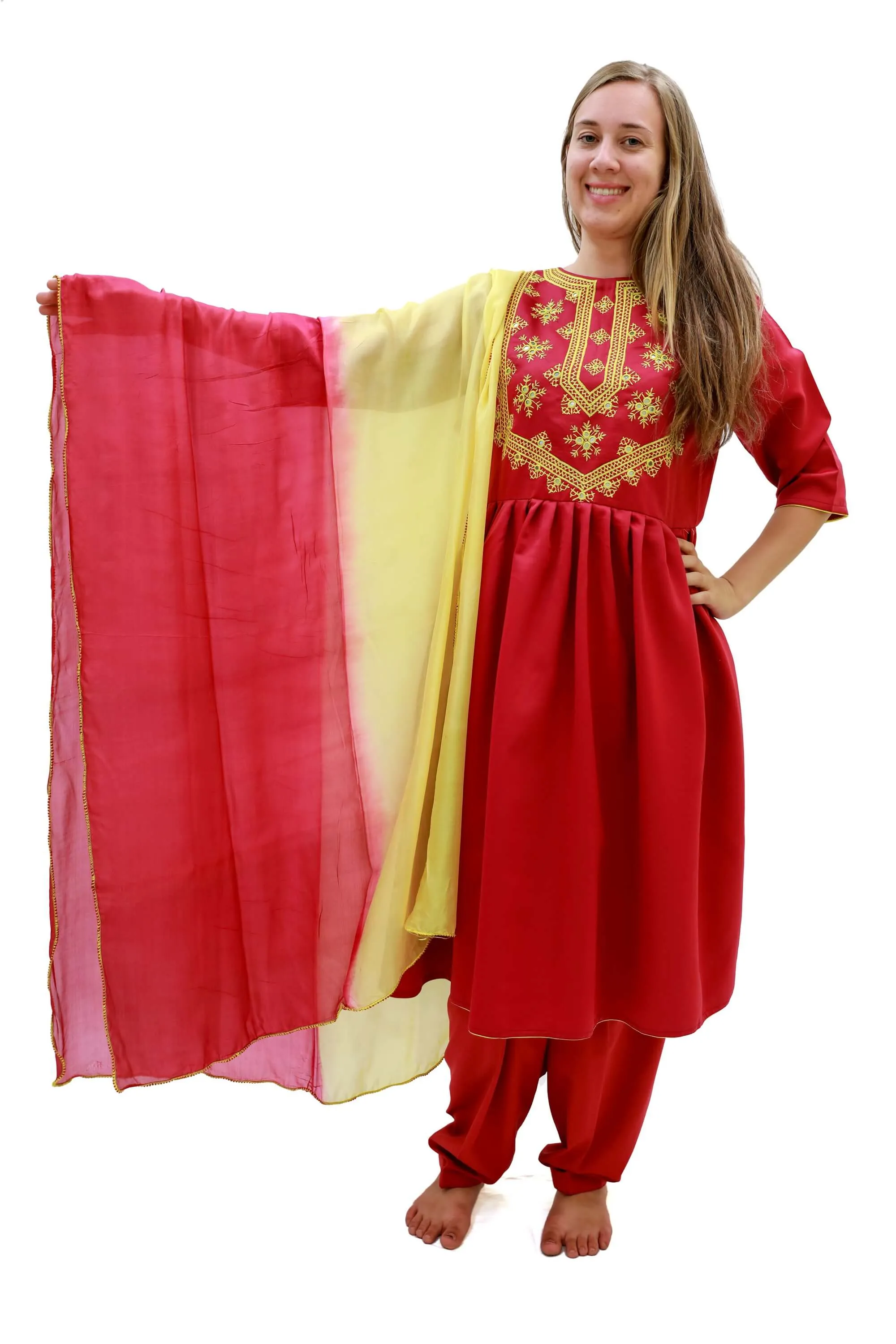 Red Silk Salwar Kameez-Suit