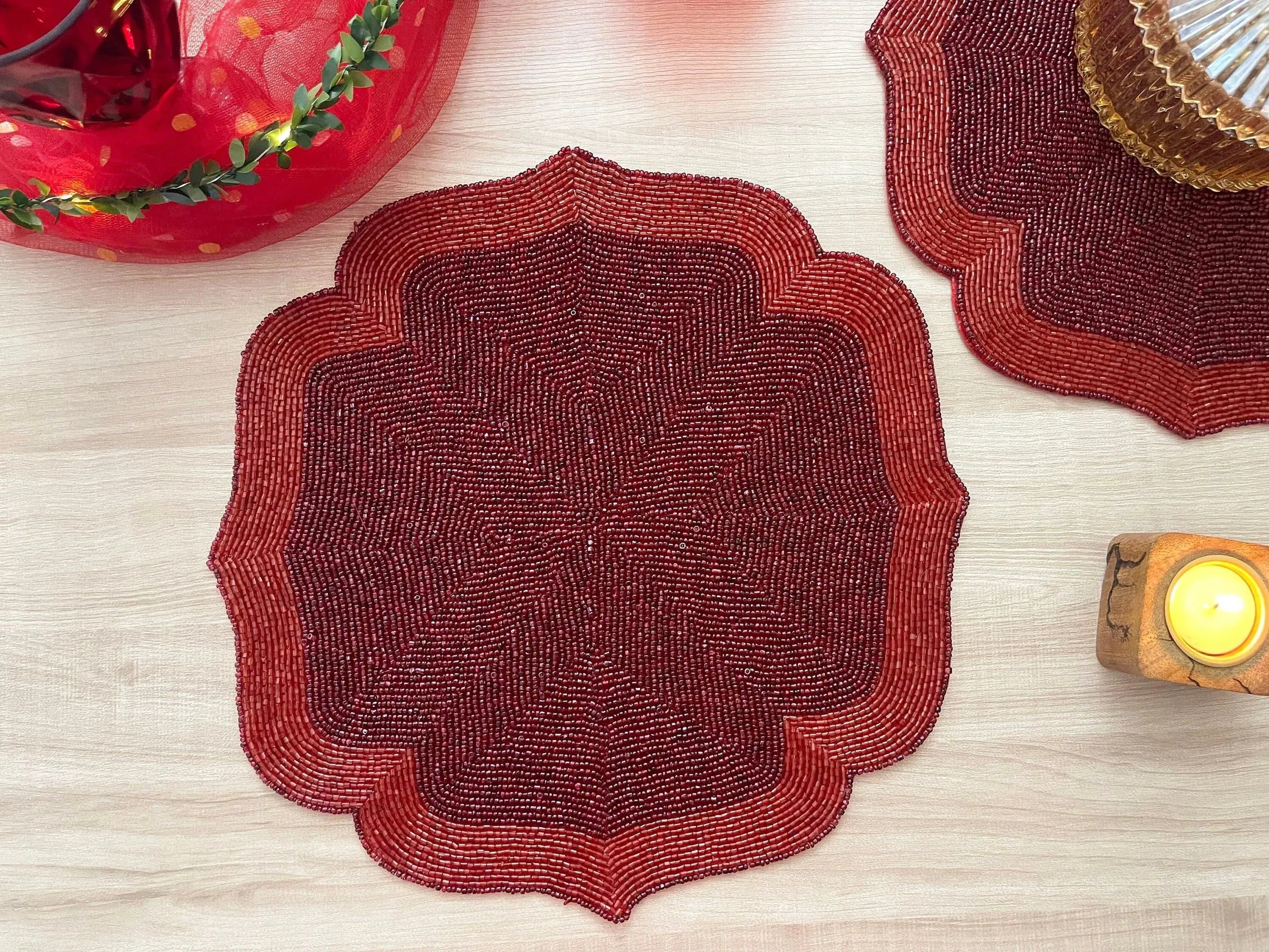 Red Taj Beaded Arch Placemat