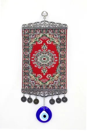 Red Turkish Evil Eye Wall Rug