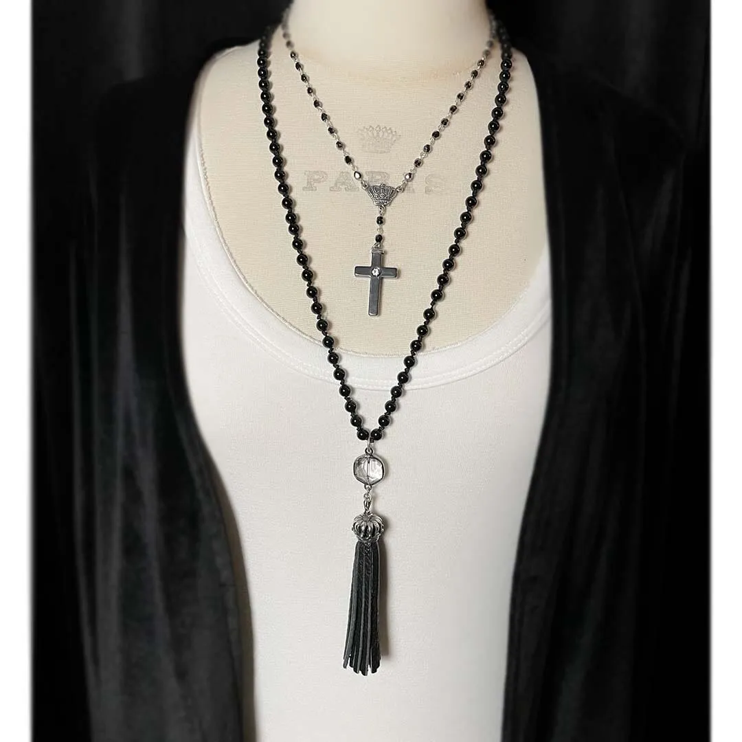 Regal Crown Rosary Necklace