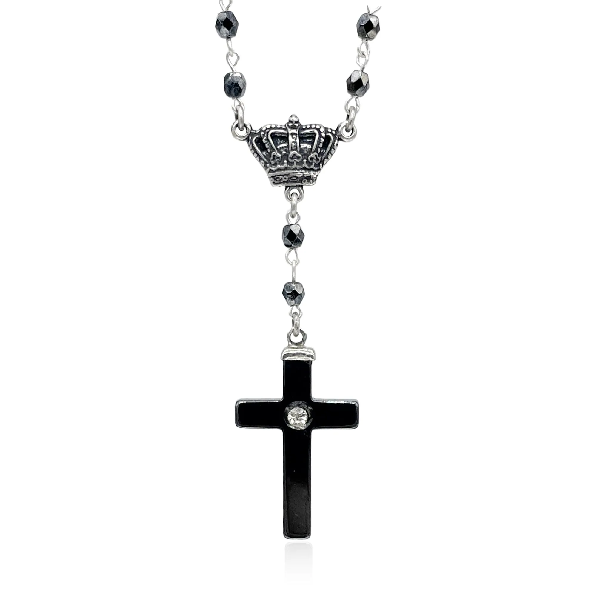 Regal Crown Rosary Necklace