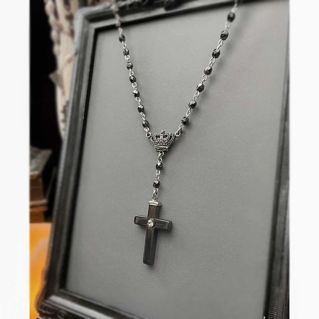 Regal Crown Rosary Necklace