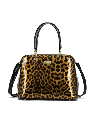 ROUGUE LEOPARD TRIPLE COMPARTMENT LEATHER BAG- SF35-8137- NEW IN