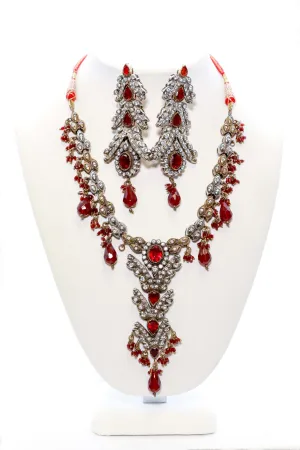 Ruby & Diamante Necklace Set